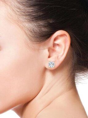 14Kt Solid Gold YEllow DIamond Princess cut 7mm  earrings lab created  new